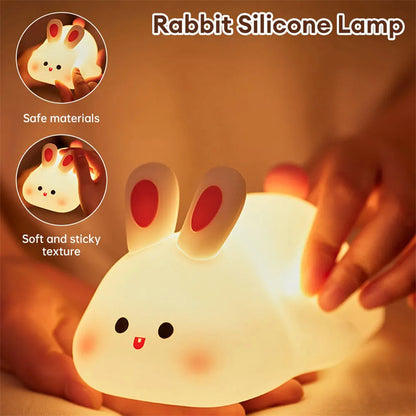 Cute Rabbit LED Night Light Touch Sensor Voice Control